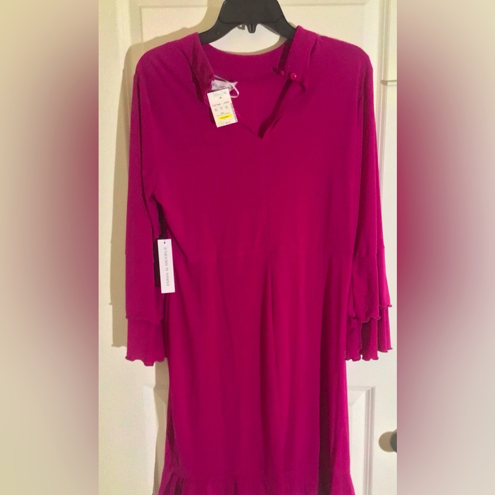 CUTE NWT Hot pink Emma & Michele one piece flair dress, Long sleeve